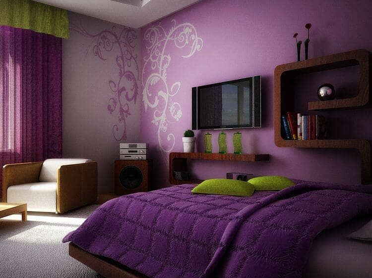 Фиолетовая спальня: варианты современного дизайна