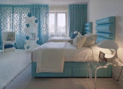 Спальня в голубых тонах